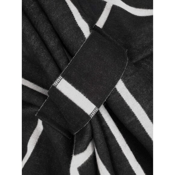 Women Shawl Wrap Poncho Ruana Cape Open Front Cardigan Fall Winter Black White - Picture 7 of 9